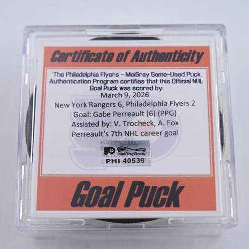 Image of Perreault, Gabe - New York Rangers - March 9, 2026 at Philadelphia Flyers (Flyers Logo)