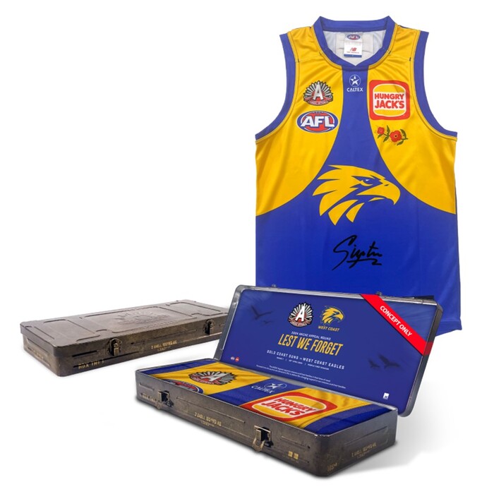Tom Barrass #37 West Coast Eagles 2024 Signed ANZAC Player Issue Guernsey