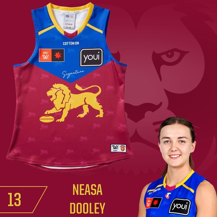 Photo of Neasa Dooley #13 Brisbane Lions 2025 AFLW Grand Final Match-Worn Guernsey
