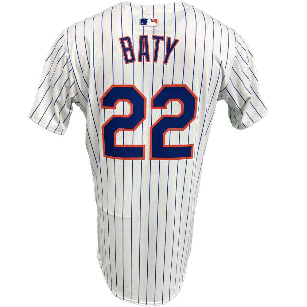 Brett Baty #22 - Team Issued White Pinstripe Jersey - 2024 Season