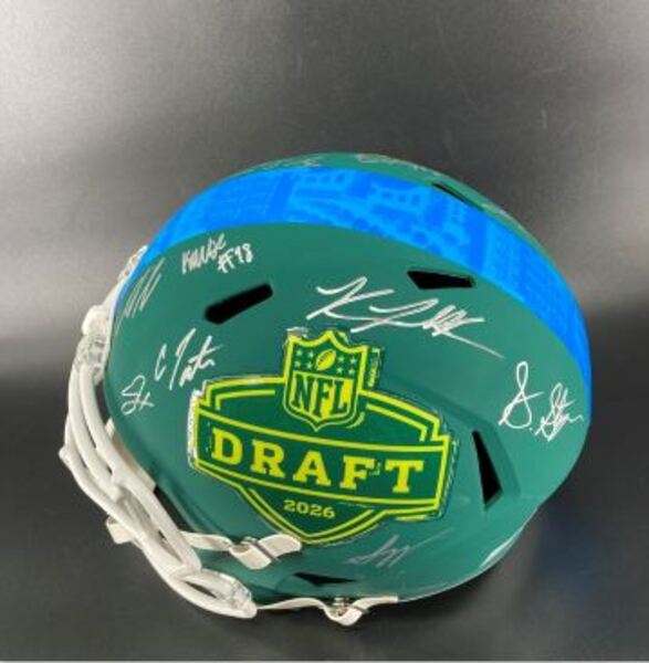 NFL - Multi Signed NFL Draft Replica Speed Helmet Signed by Makai Lemon,...