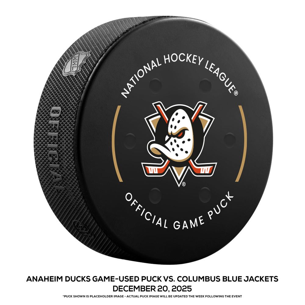 Anaheim Ducks Game-Used Puck vs. Columbus Blue Jackets on December 20, 2025