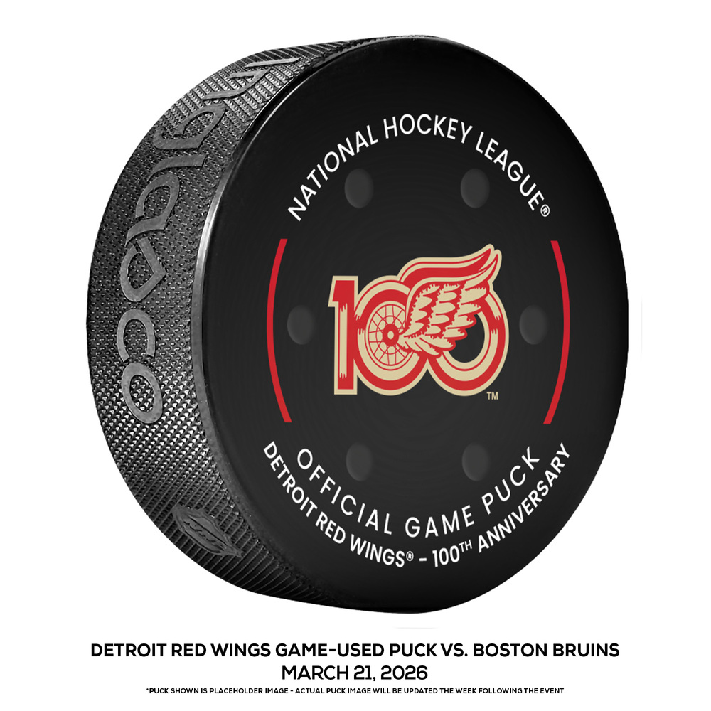 Detroit Red Wings Game-Used Puck vs. Boston Bruins on March 21, 2026