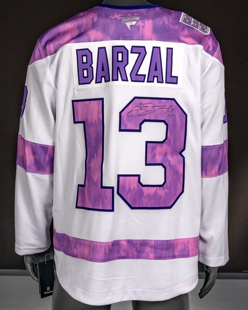 Mathew Barzal Autographed Hockey Fights Cancer Jersey - New York Islanders