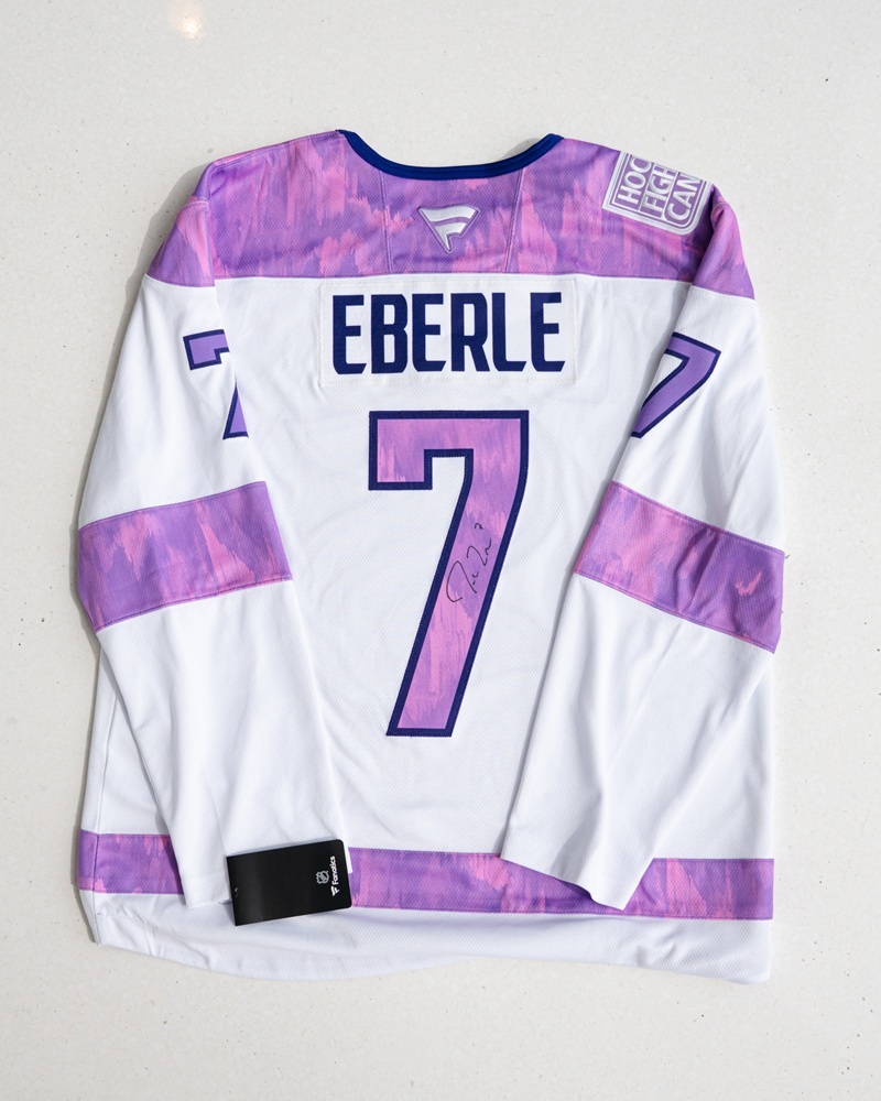 Jordan Eberle Autographed Hockey Fights Cancer Jersey - Seattle Kraken