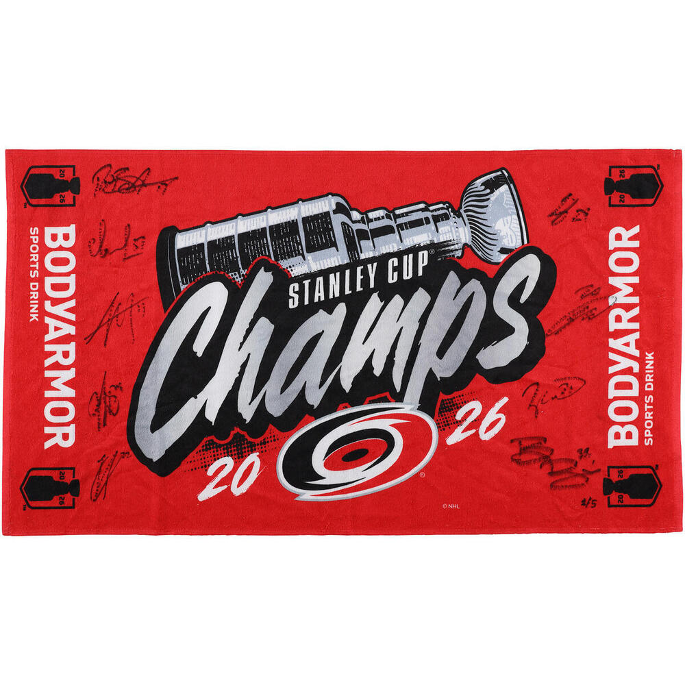 Carolina Hurricanes Autographed 2026 Stanley Cup Champions Red Towel with 9 Signatures - Limited Edition of 5