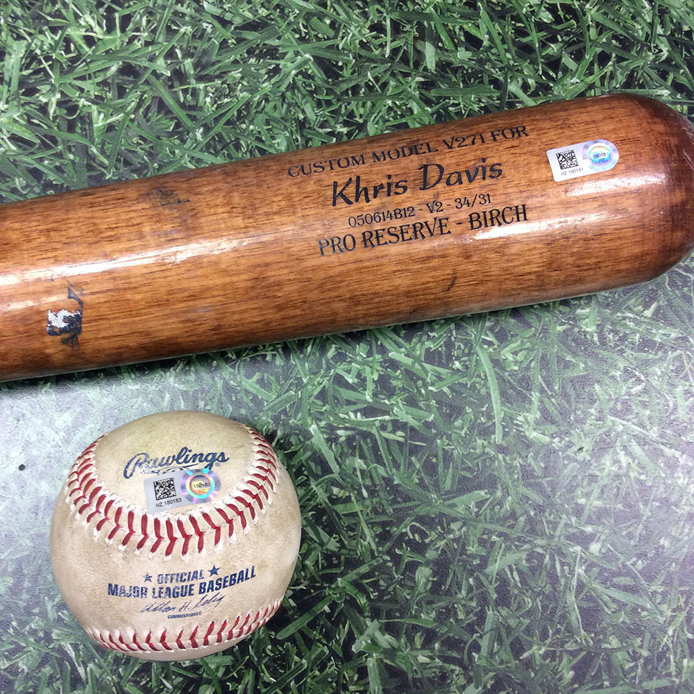 Brewers Charity Auction Khris Davis Cracked Bat & Game Used Baseball