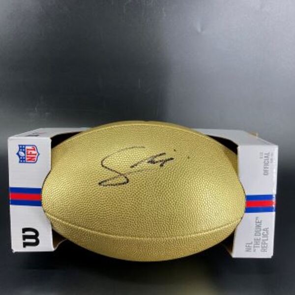 NFL - Giants Francis Mauigoa Signed Gold Composite Football