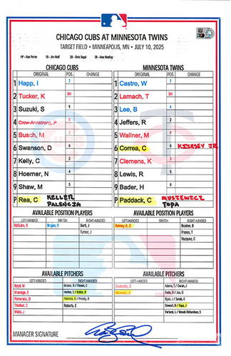 Game-Used or Autographed Line-Up Cards | MLB Auctions