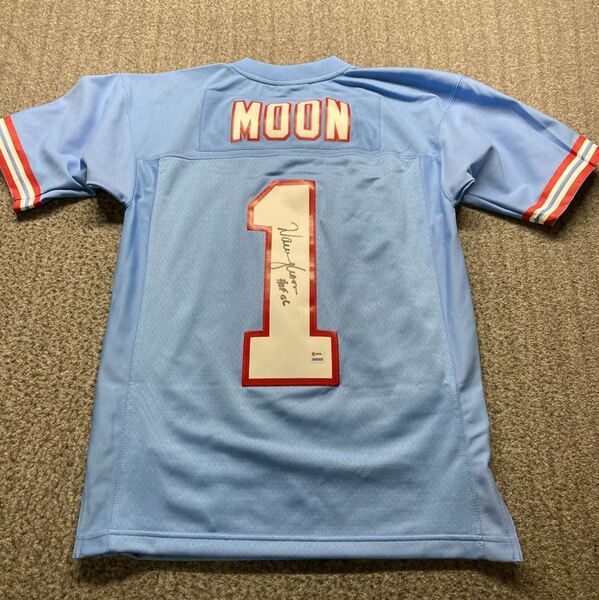 HOF - Oilers Warren Moon Signed Mitchell and Ness Jersey with HOF 06 Ins...