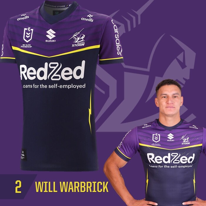 Will Warbrick #2 Melbourne Storm 2025 Player-Issue Grand Final Jersey