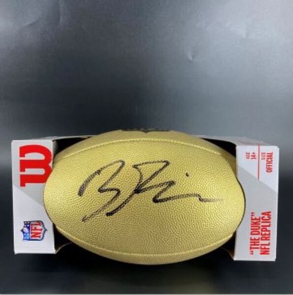 NFL - Chargers Brenden Rice Signed Gold Composite Football
