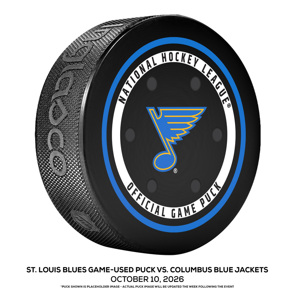St. Louis Blues Game-Used Puck vs. Columbus Blue Jackets on October 10, 2026