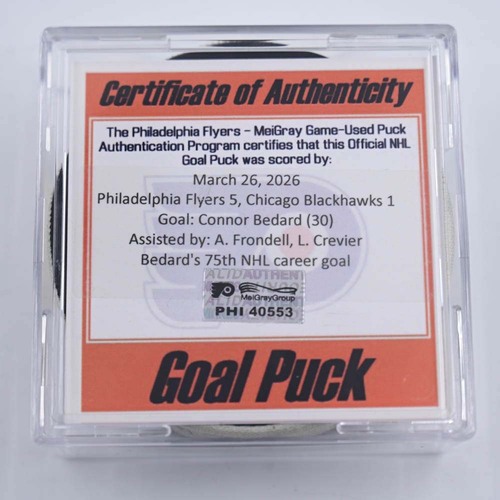 Image of Bedard, Connor - Chicago Blackhawks - March 26, 2026 at Philadelphia Flyers (Flyers Logo)