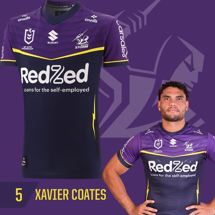Xavier Coates #5 Melbourne Storm 2025 Player-Issue Grand Final Jersey