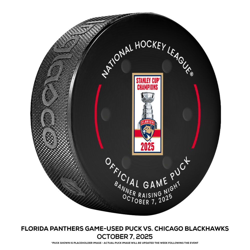 Florida Panthers Game-Used Puck vs. Chicago Blackhawks on October 7, 2025 - Panthers Win on Banner Raise Night