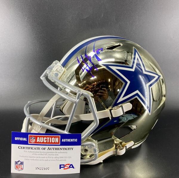 NFL - Cowboys Jake Ferguson Signed Chrome Replica Speed Helmet