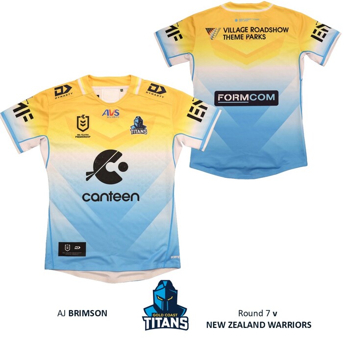 Photo of AJ Brimson #4 Gold Coast Titans 2026 NZ Away Jersey