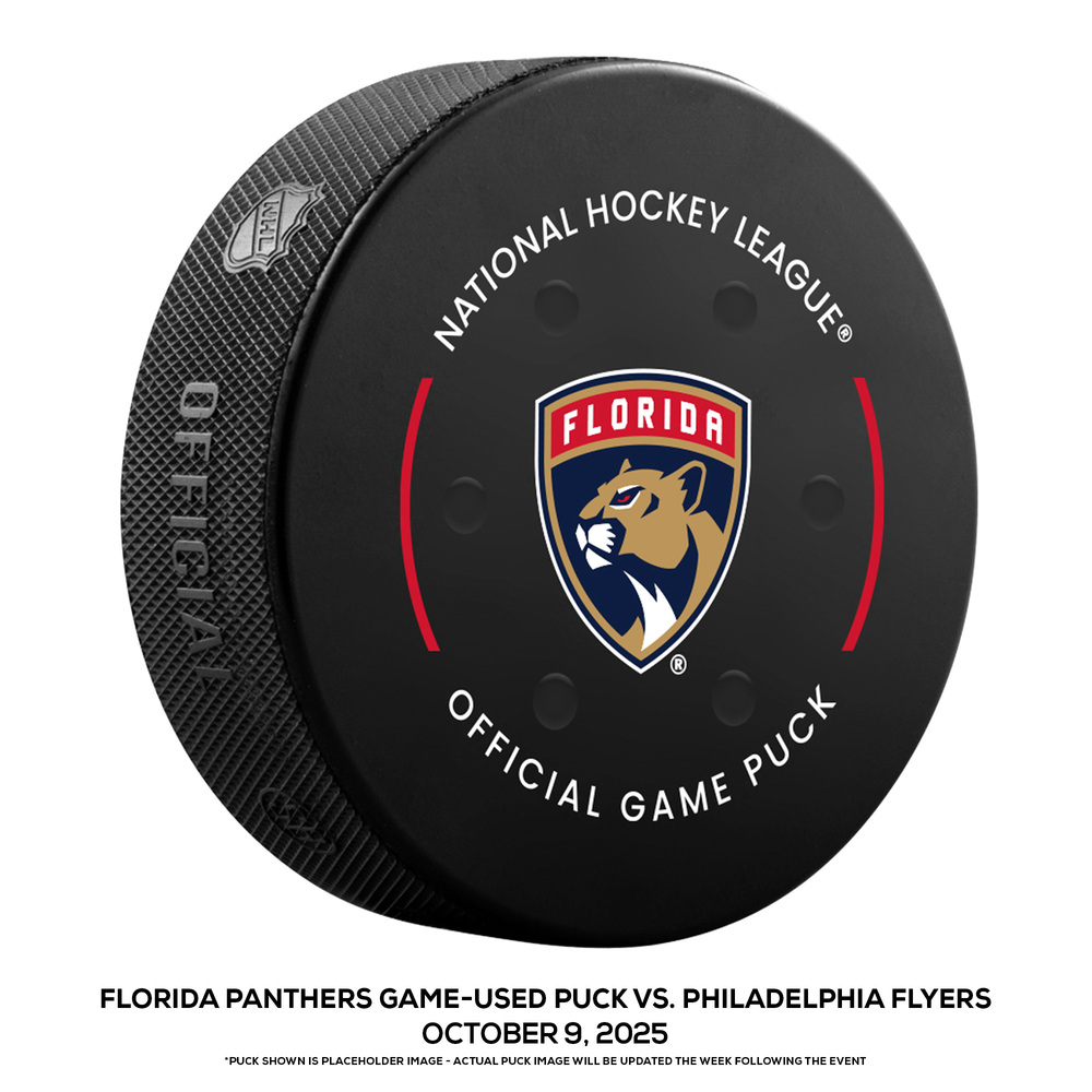 Florida Panthers Game-Used Puck vs. Philadelphia Flyers on October 9, 2025