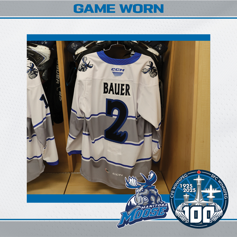 TYREL BAUER Game Worn Manitoba Moose CFB Winnipeg 100th Anniversary Jersey