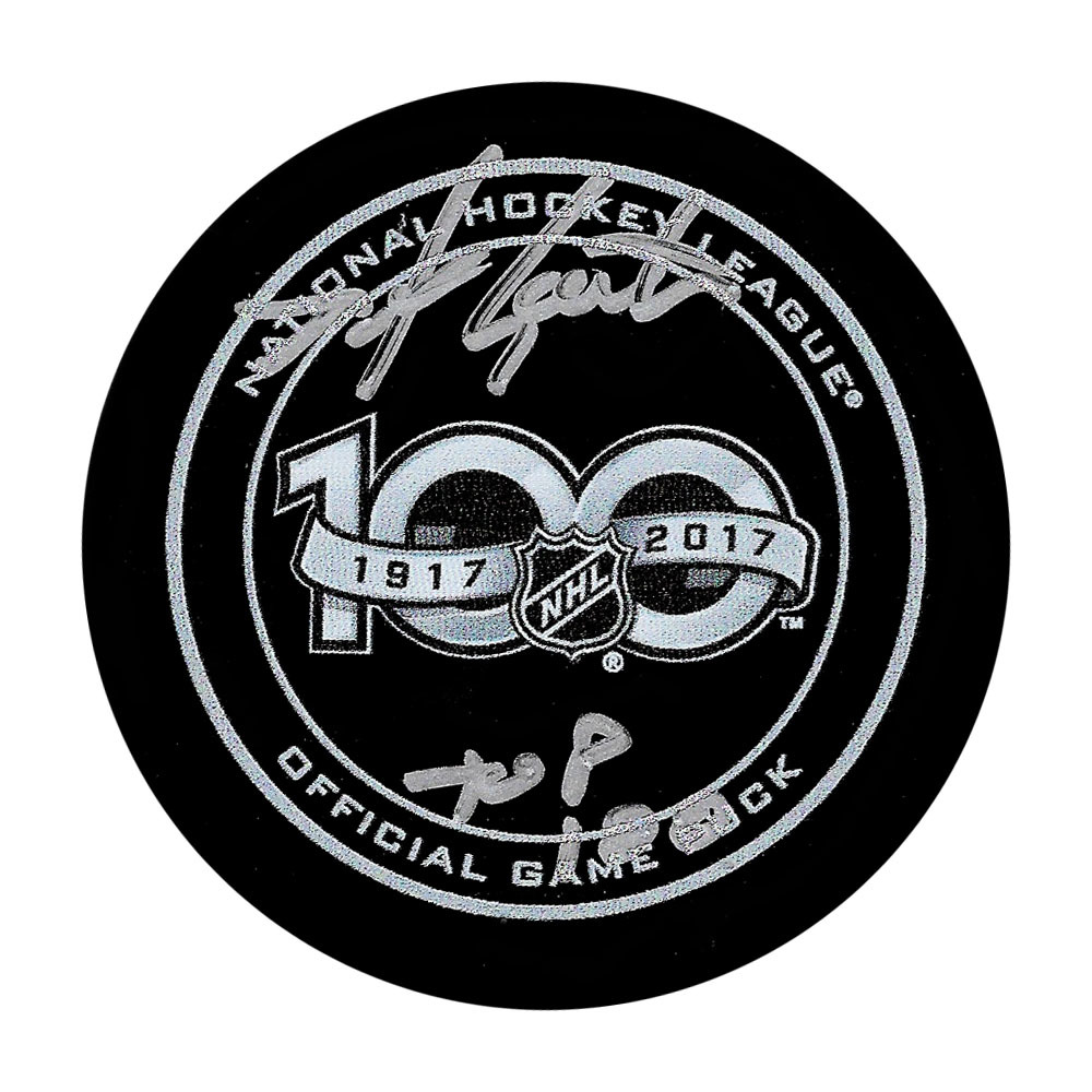 Mike Gartner Autographed NHL 100 Official Game Puck w/TOP 100 Inscription