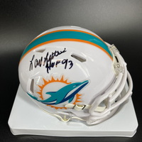 HOF - Dolphins Larry Little Signed Mini Helmet with HOF 93 Inscription