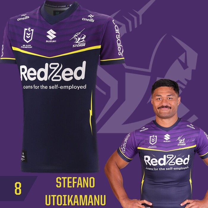 Stefano Utoikamanu #8 Melbourne Storm 2025 Player-Issue Grand Final Jersey