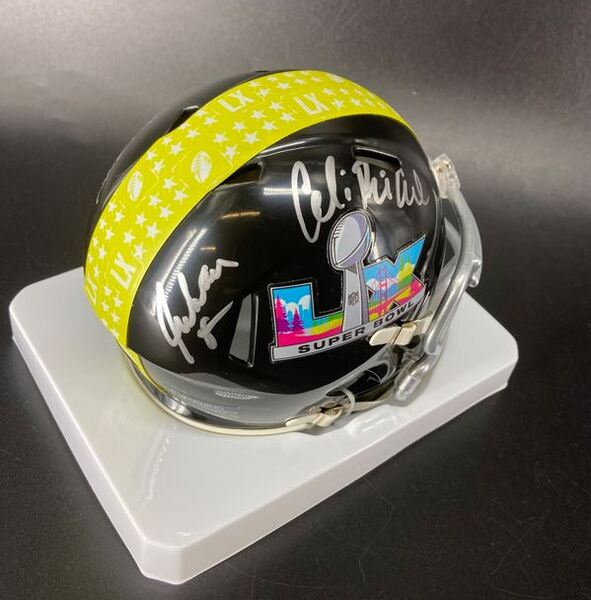 NFL - Multi Signed Super Bowl LX Mini Helmet Signed by ASL Crew Fred Bea...