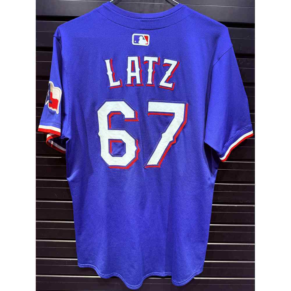 【希少】 LANTERN RANGER-T AIOT!ver. Jacob Latz #67 Texas Rangers Game-Used 2025 Blue Alternate Jersey