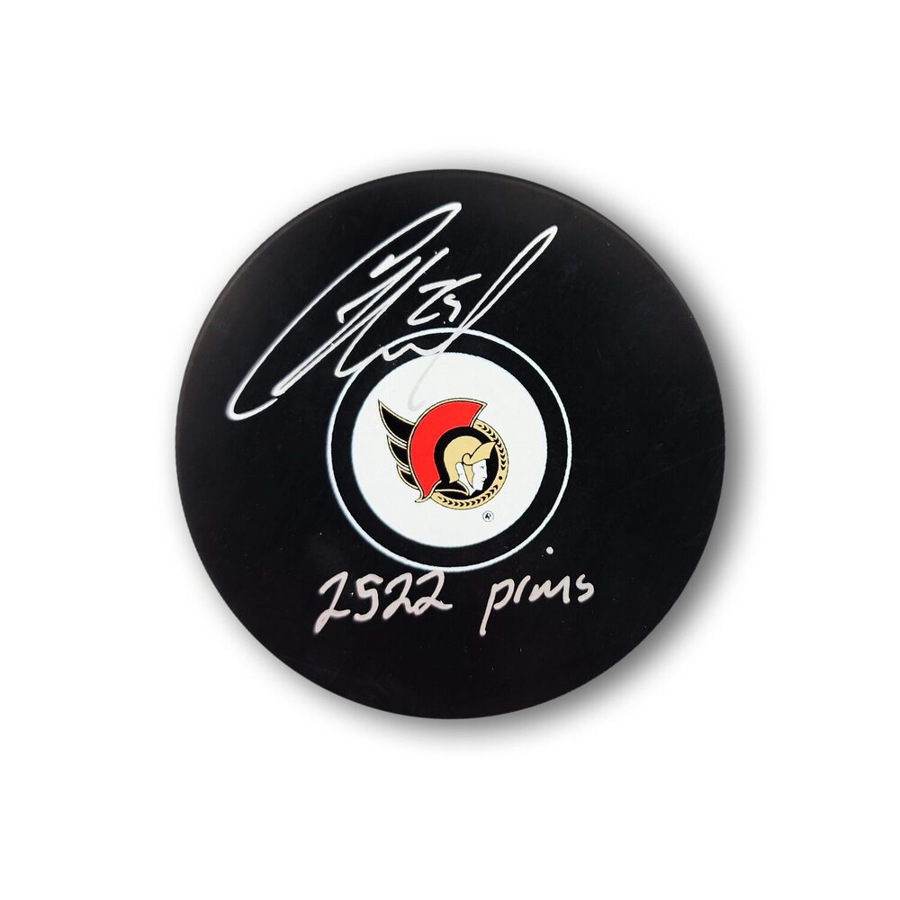 Chris Neil Autographed Ottawa Senators Hockey Puck Inscribed 2522 PIMS