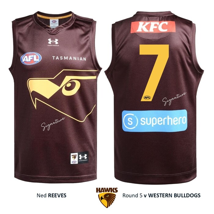 Photo of Ned Reeves #7 Hawthorn 2026 Gather Round Guernsey