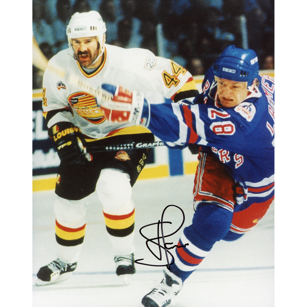 Steve Larmer New York Rangers Autographed 8'' x 10'' Swinging Stick Photograph