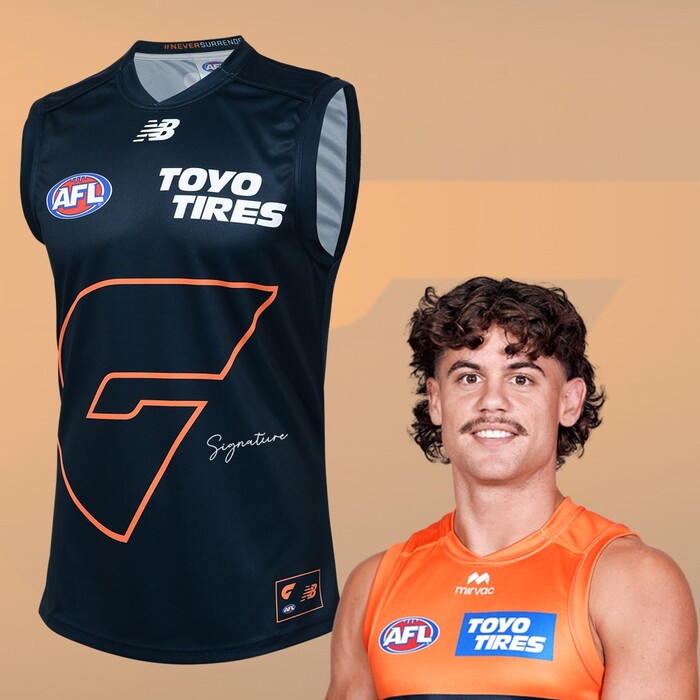 Photo of Darcy Jones #2 GWS GIANTS 2025 Never Surrender Player Guernsey Guernsey