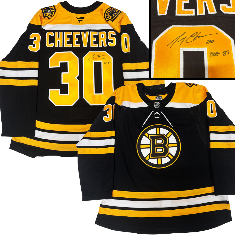 GERRY CHEEVERS Signed Boston Bruins Black Fanatics Jersey - HOF 