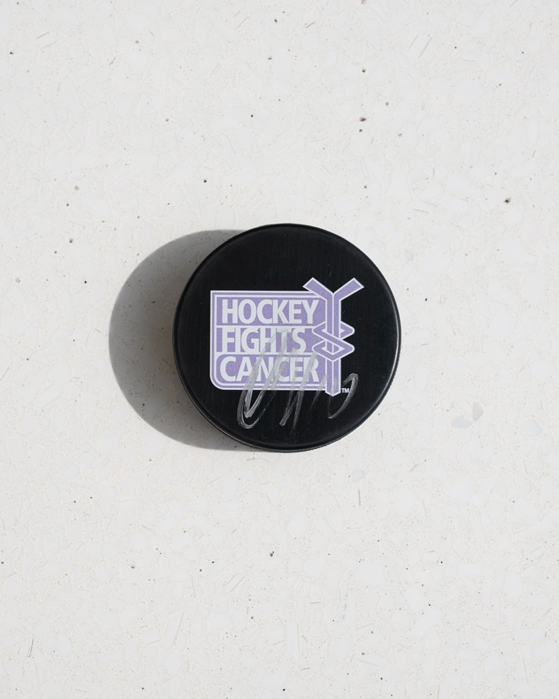 Artemi Panarin Autographed Hockey Fights Cancer Puck - Los Angeles Kings