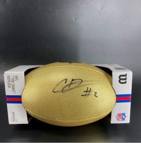 NFL - Cowboys Caleb Downs Signed Gold Composite Football