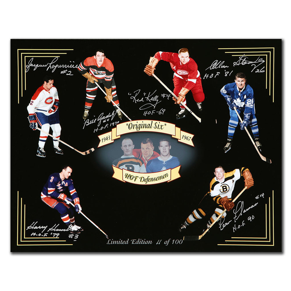 Original 6 HOF Defensemen Autographed 11x14 Photo Signed By 6