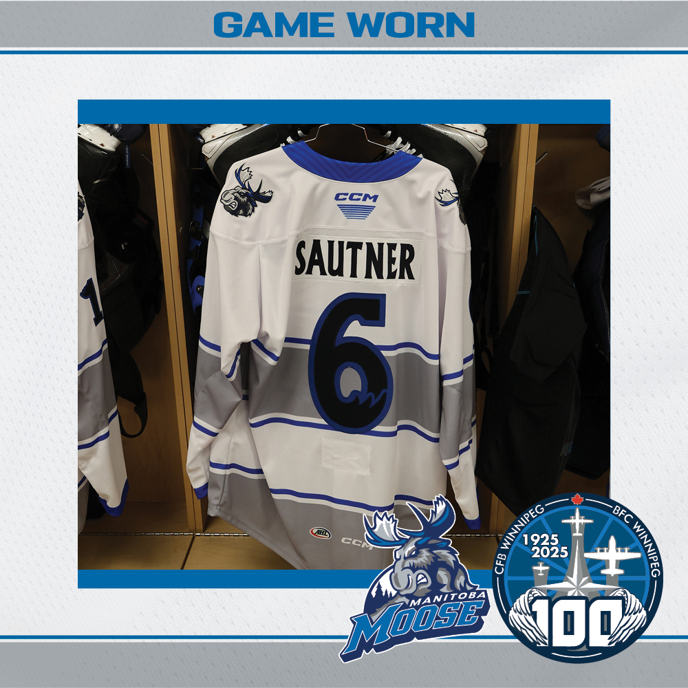 ASHTON SAUTNER Game Worn Manitoba Moose CFB Winnipeg 100th Anniversary Jersey