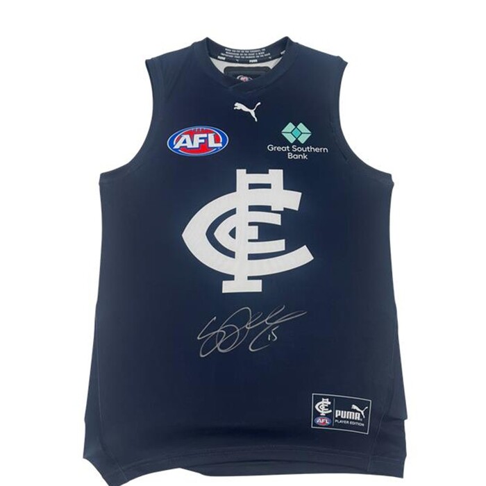Photo of Sam Docherty #15 2023 Carlton Away Guernsey