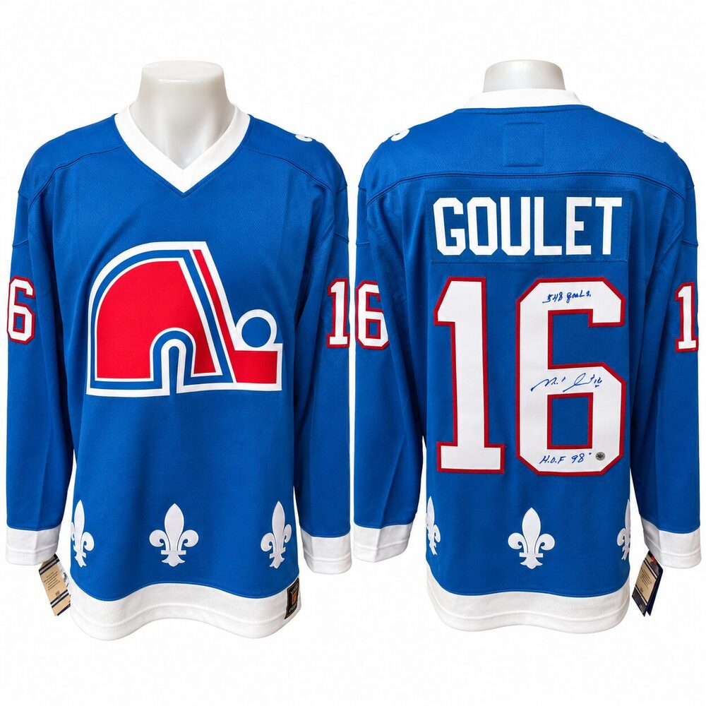 Michel Goulet Autographed Quebec Nordiques Blue Fanatics Vintage Jersey