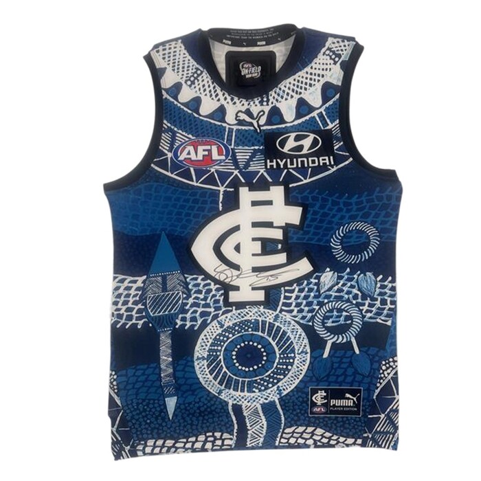 Photo of Sam Docherty #15 2023 Carlton Indigenous Guernsey