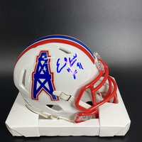 HOF - Oilers Earl Campbell Signed Mini Helmet with HOF 91 Inscription