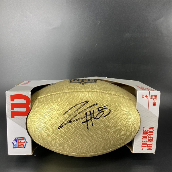 NFL - Titans JC Latham Signed Gold Composite Football