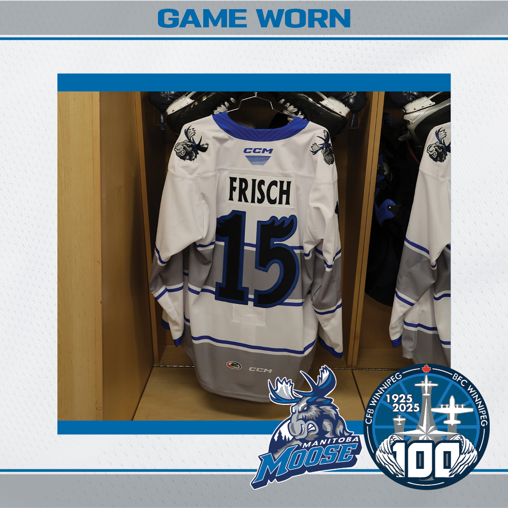 ETHAN FRISCH Game Worn Manitoba Moose CFB Winnipeg 100th Anniversary Jersey