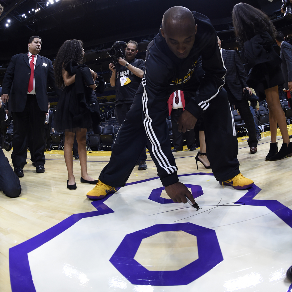 Kobe Bryant's Final Game The No. 8 of the Staples Center Hardwood Court Autographed by Kobe