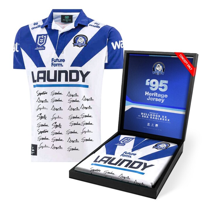 Photo of Canterbury-Bankstown Bulldogs Team Signed 1995 Heritage Jersey #95