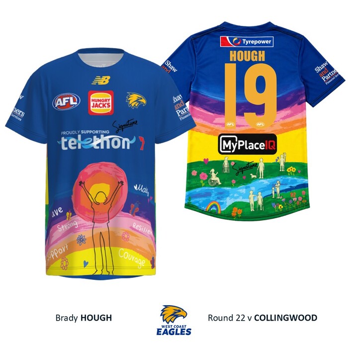 Photo of Brady Hough #19 West Coast Eagles 2026 Telethon Warm Up Tee