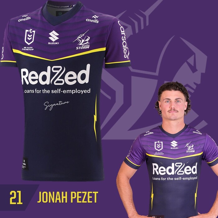 Jonah Pezet #21 Melbourne Storm 2025 Player-Issue Grand Final Jersey
