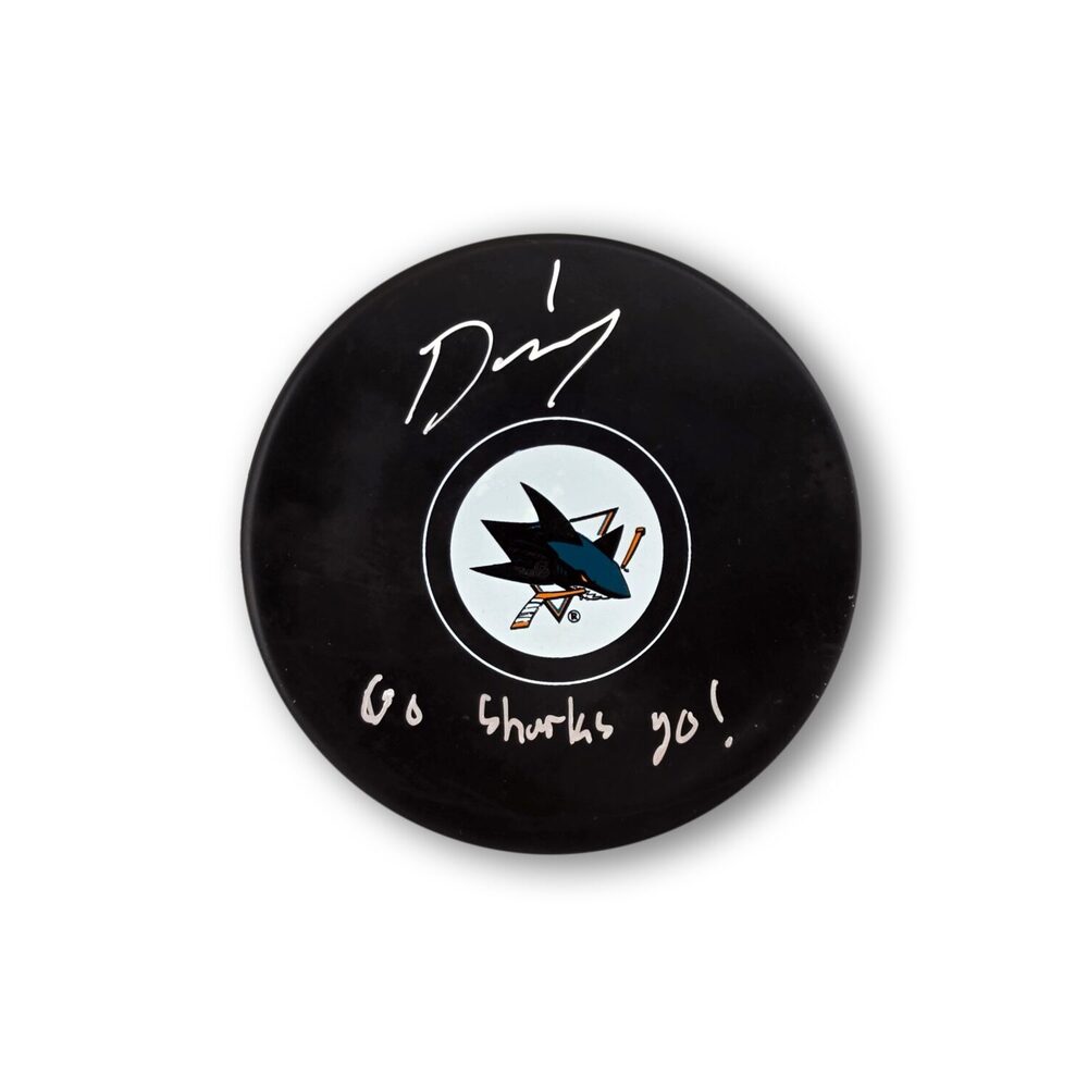 Devin Cooley Autographed San Jose Sharks Hockey Puck Inscribed Go Sharks