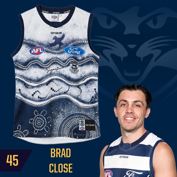 Photo of Brad Close #45 Geelong 2022 First Nations Match-Worn Guernsey